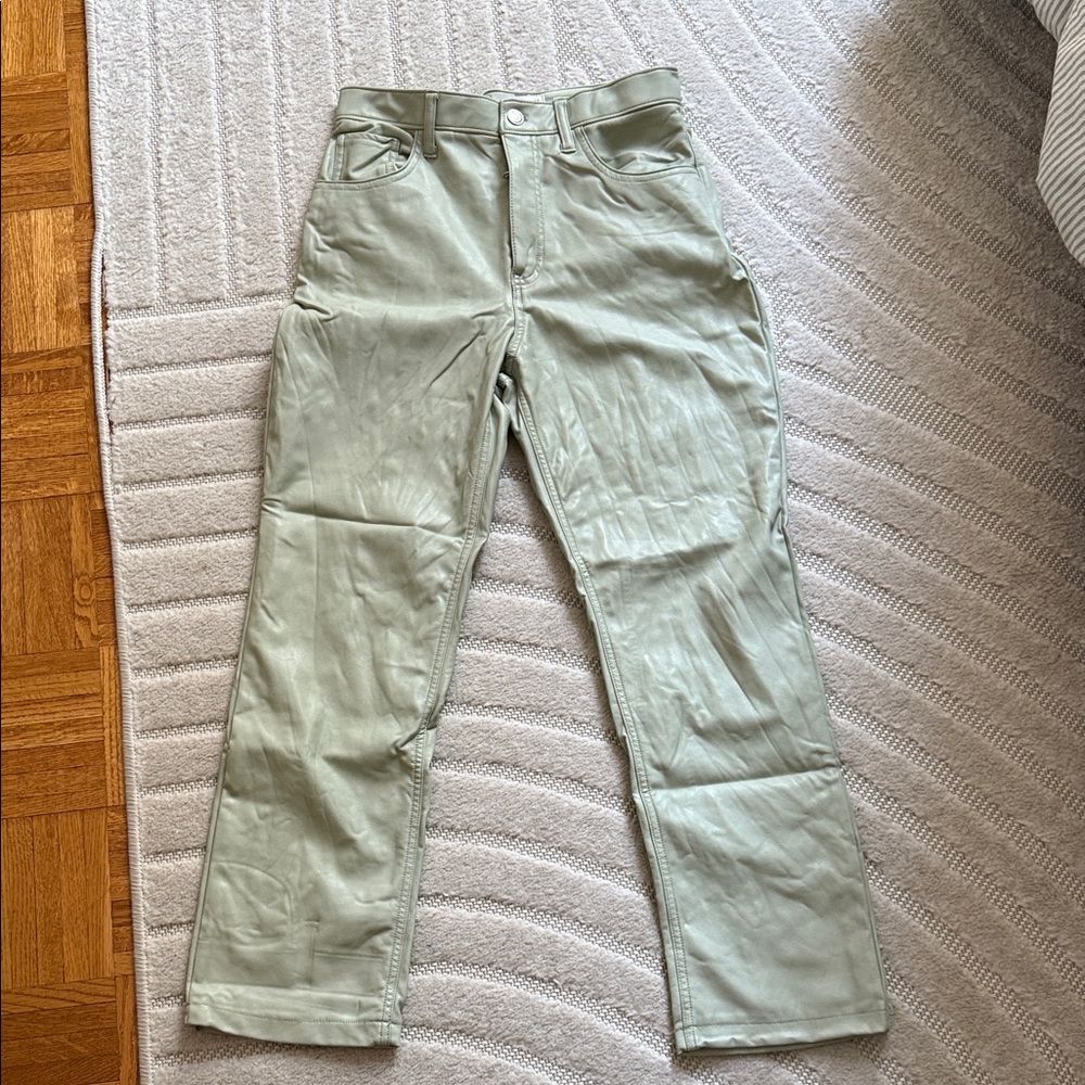 Abercrombie light green leather pants. Ultra high rise. Worn once